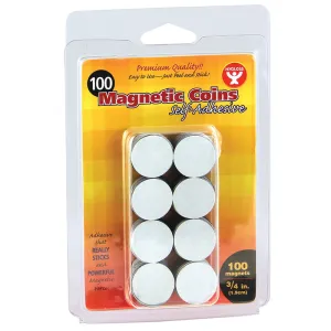 100 Self-Adhesive Magnetic Coins, 0.75" in diameter