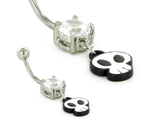 14g 7/16" Prong Set CZ Stone with Cartoon Skull