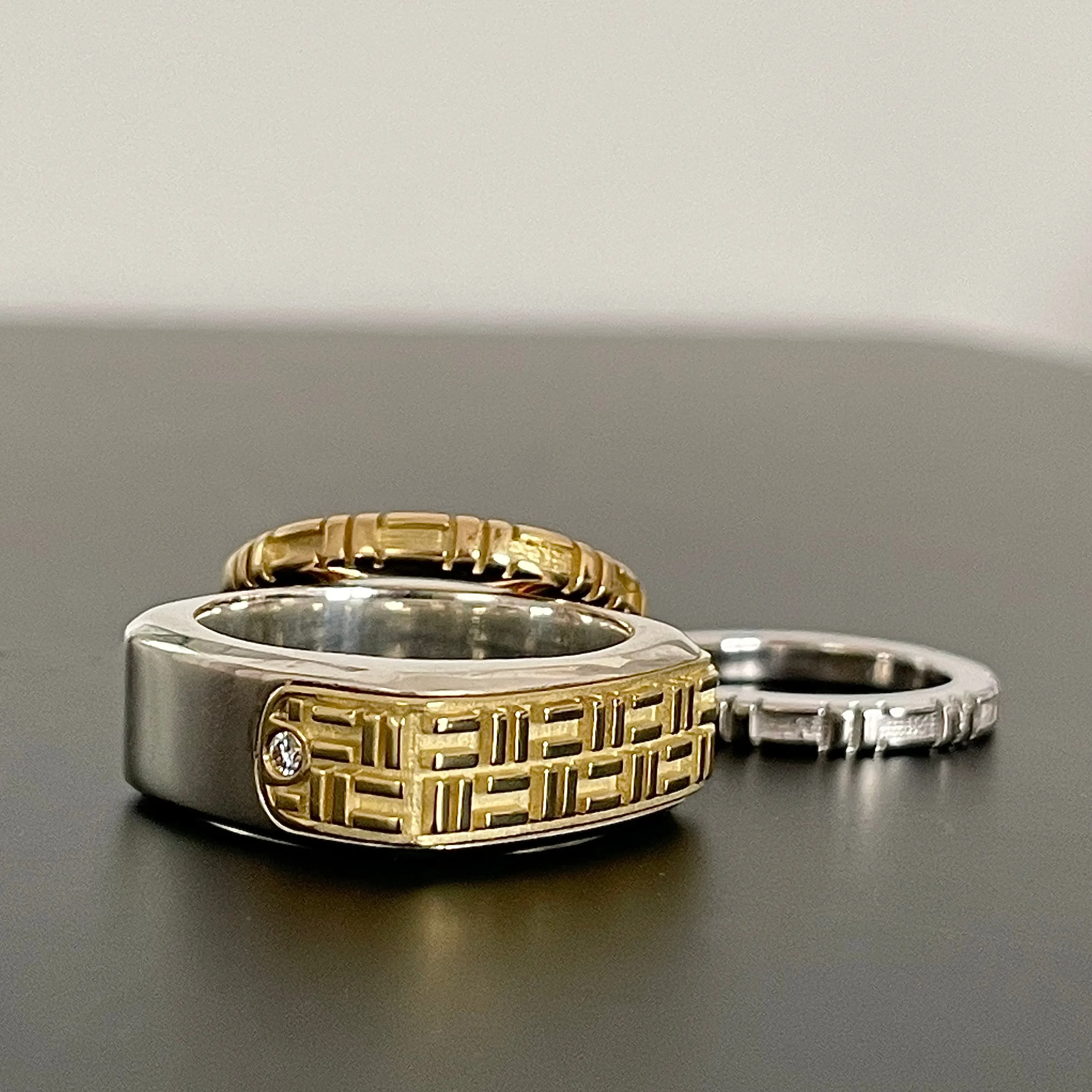 18K Gold & Sterling Silver NYC 'CITY Streets' Wide Band