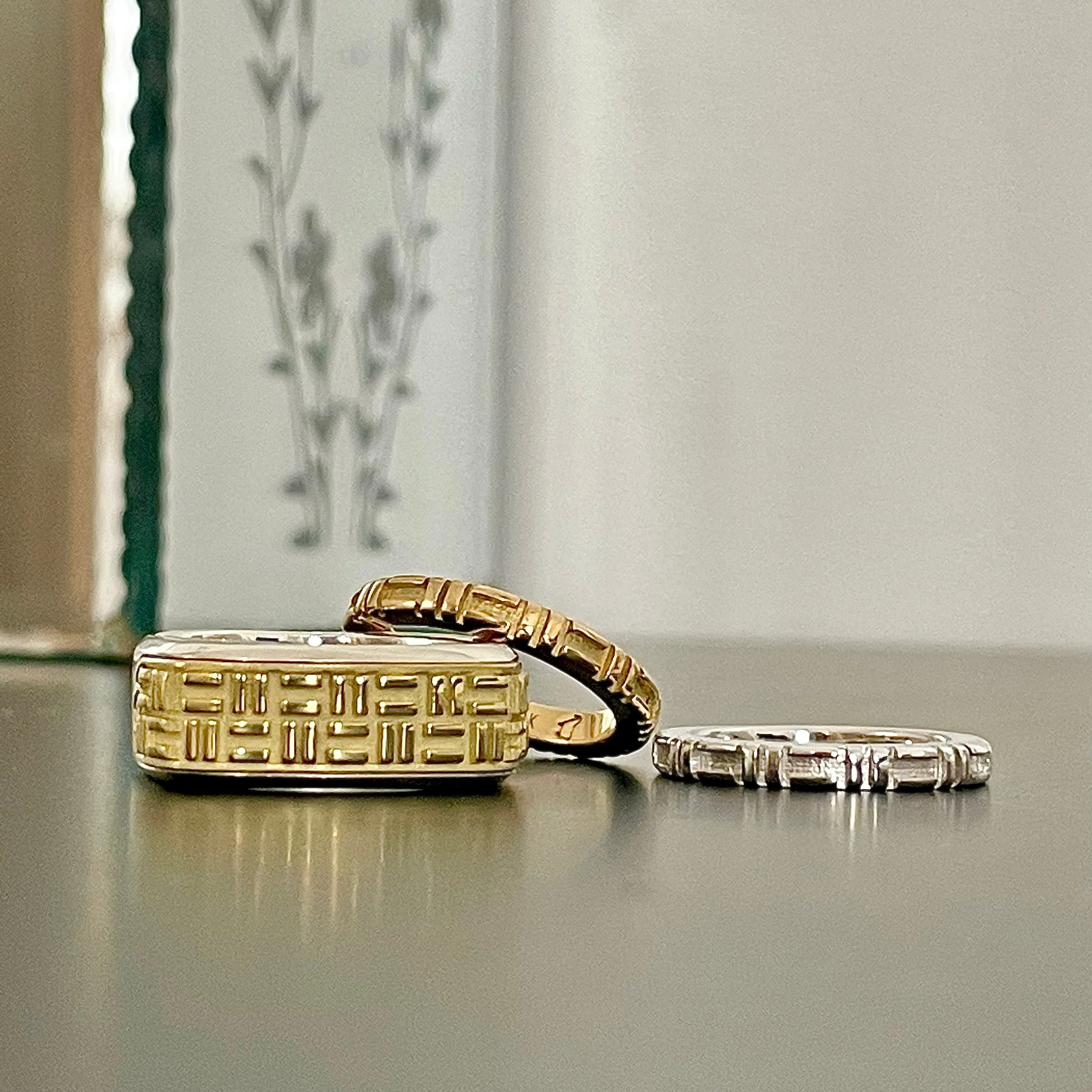 18K Gold & Sterling Silver NYC 'CITY Streets' Wide Band