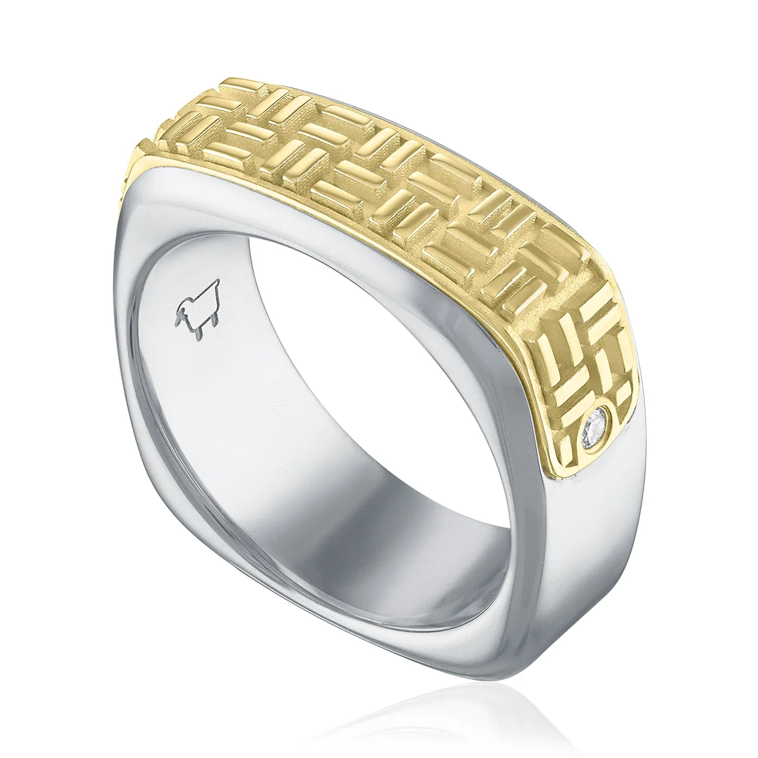 18K Gold & Sterling Silver NYC 'CITY Streets' Wide Band