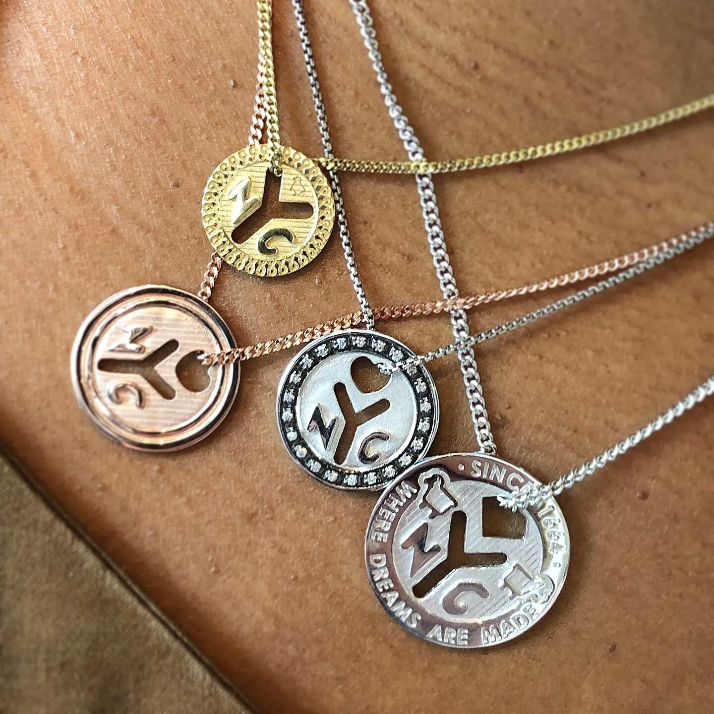 18K YELLOW GOLD NYC 'REPRESENT' Subway Token Necklaces