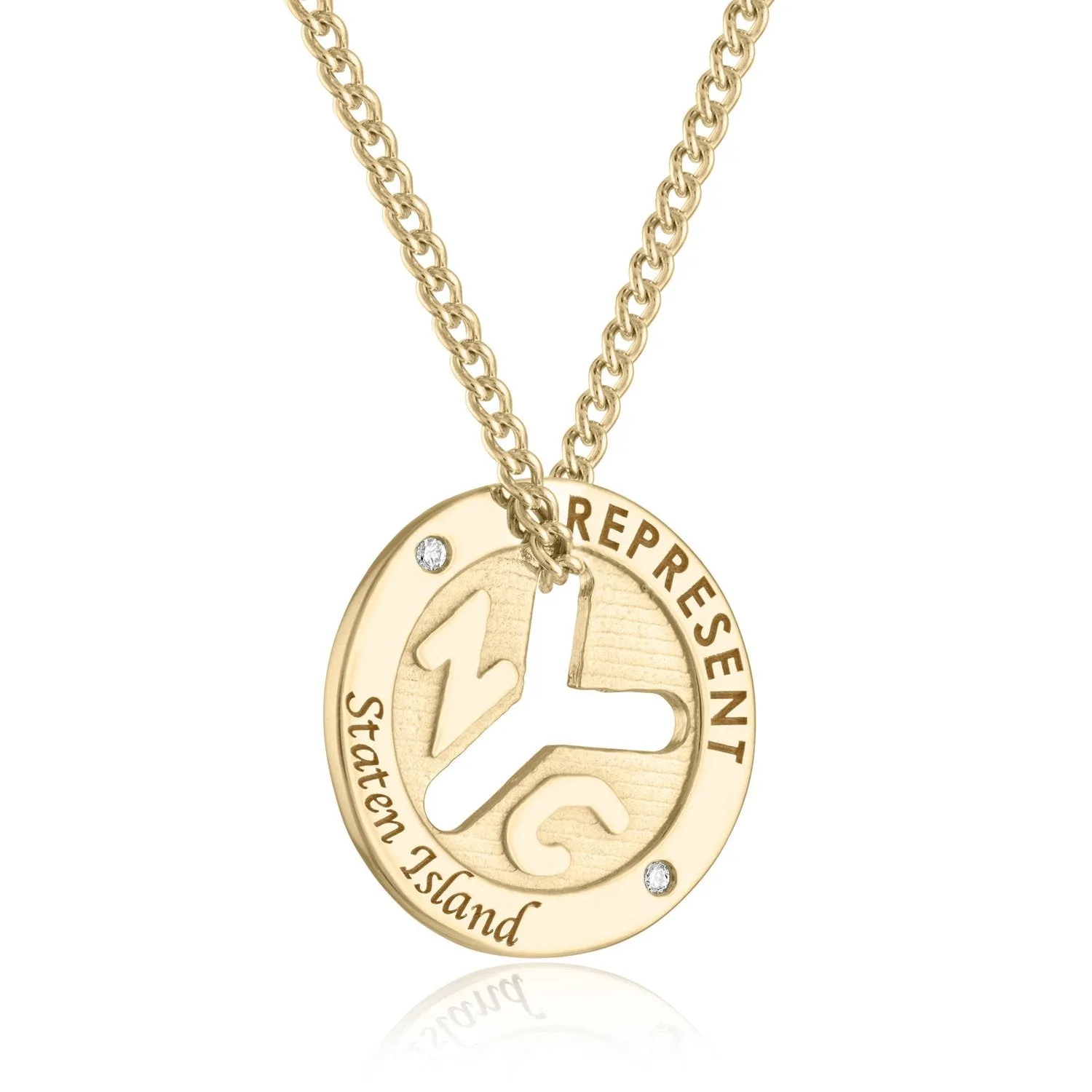 18K YELLOW GOLD NYC 'REPRESENT' Subway Token Necklaces