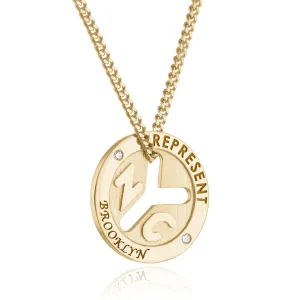 18K YELLOW GOLD NYC 'REPRESENT' Subway Token Necklaces