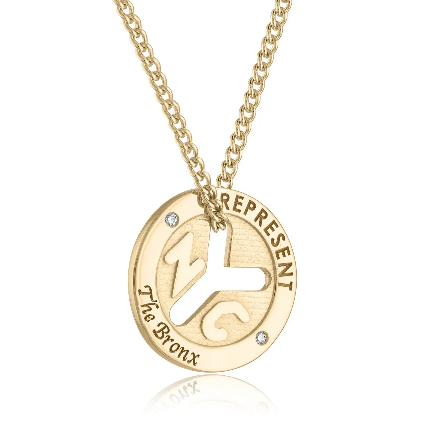 18K YELLOW GOLD NYC 'REPRESENT' Subway Token Necklaces