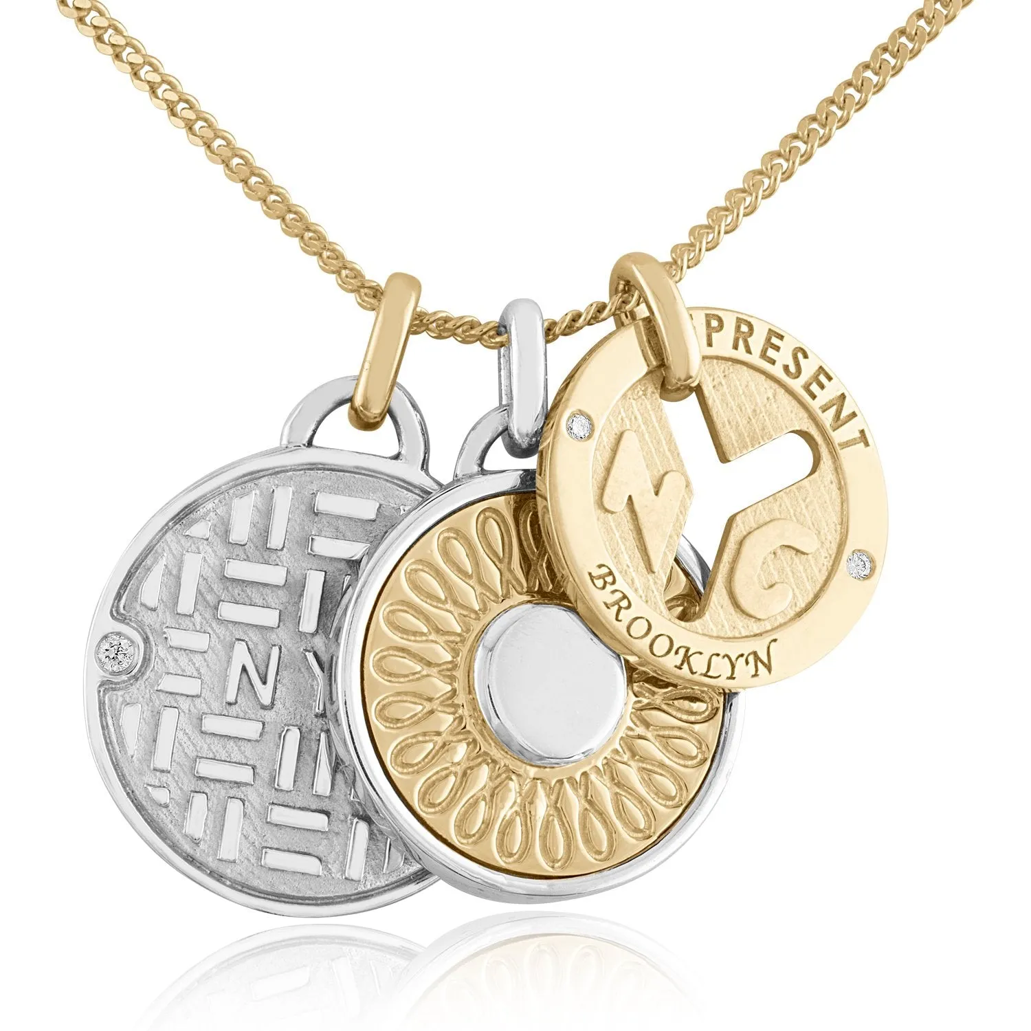 18K YELLOW GOLD NYC 'REPRESENT' Subway Token Necklaces