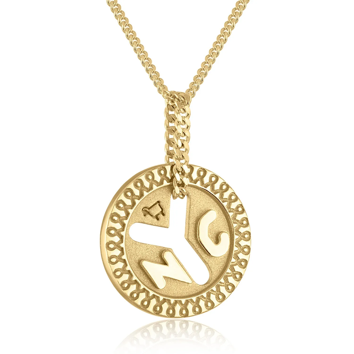 18K Yellow Gold NYC 'True Colors' Diamond Subway Token Necklace