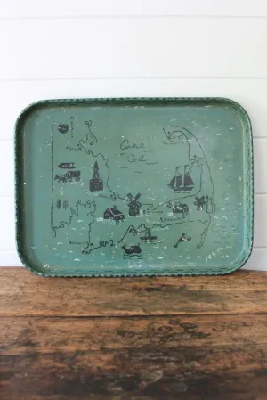 1940s Hand Painted Cape Cod Tray