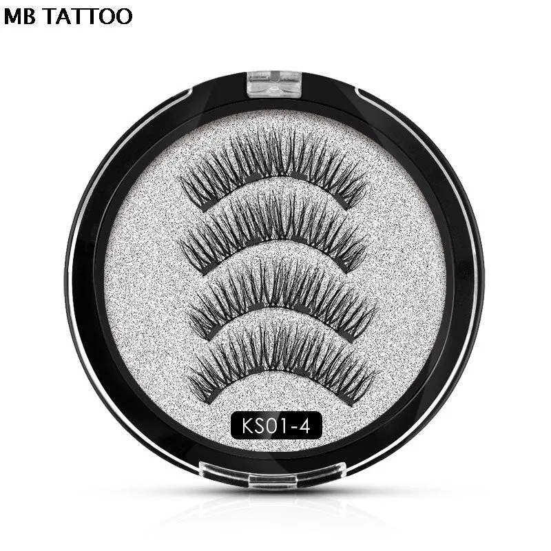 2019 New 2 Pair 4 Magnetic False Eyelashes natural with 3D/6D magnets handmade magnetic lashes natural Mink eyelashe magnet lash