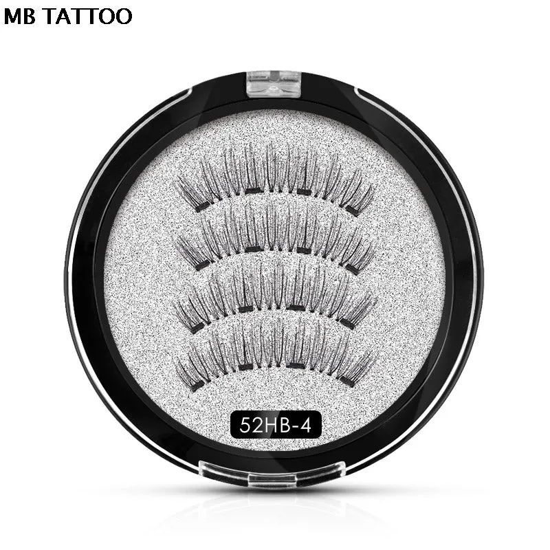 2019 New 2 Pair 4 Magnetic False Eyelashes natural with 3D/6D magnets handmade magnetic lashes natural Mink eyelashe magnet lash