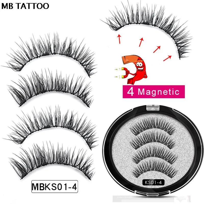 2019 New 2 Pair 4 Magnetic False Eyelashes natural with 3D/6D magnets handmade magnetic lashes natural Mink eyelashe magnet lash