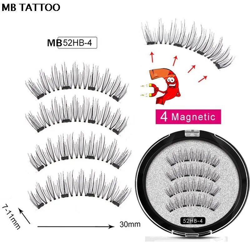 2019 New 2 Pair 4 Magnetic False Eyelashes natural with 3D/6D magnets handmade magnetic lashes natural Mink eyelashe magnet lash