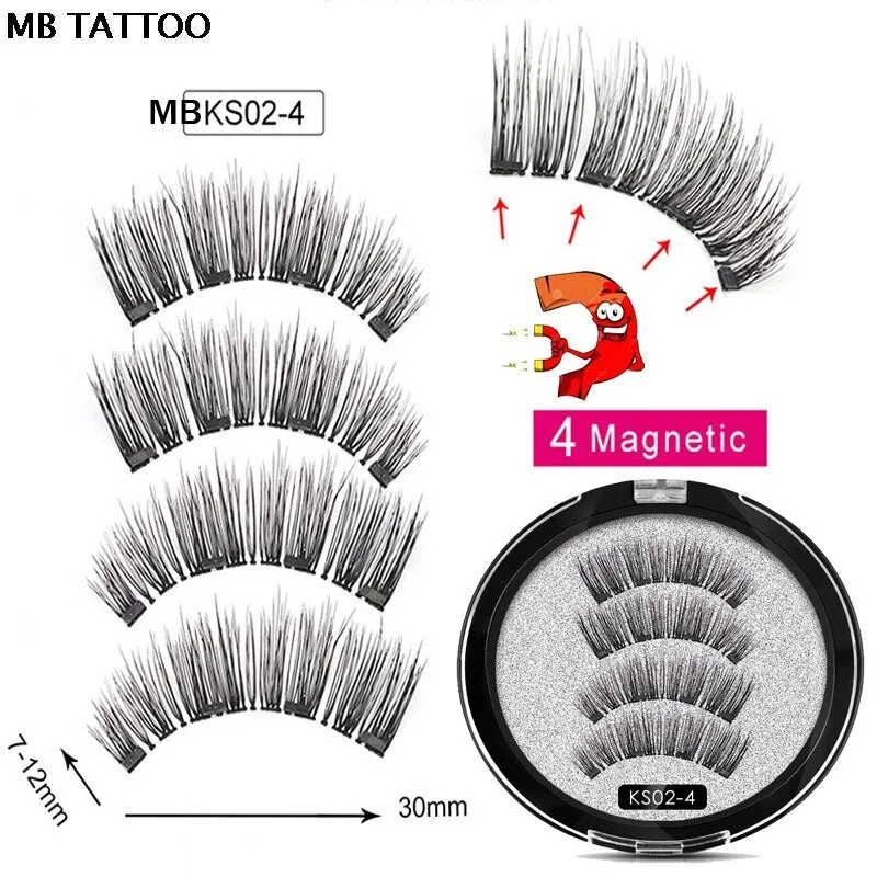 2019 New 2 Pair 4 Magnetic False Eyelashes natural with 3D/6D magnets handmade magnetic lashes natural Mink eyelashe magnet lash