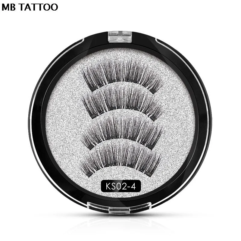 2019 New 2 Pair 4 Magnetic False Eyelashes natural with 3D/6D magnets handmade magnetic lashes natural Mink eyelashe magnet lash