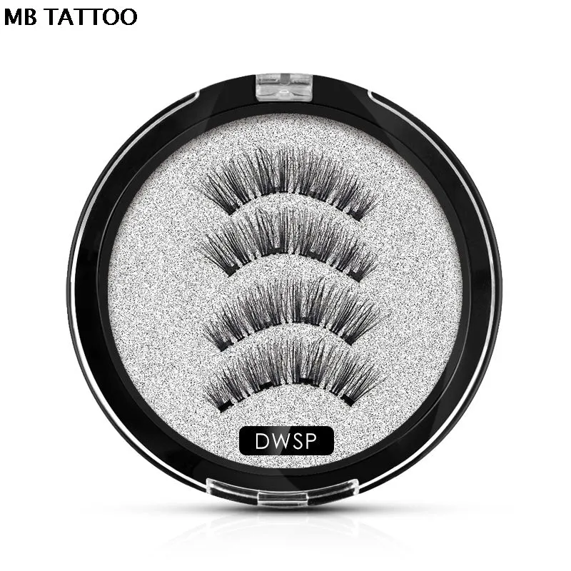 2019 New 2 Pair 4 Magnetic False Eyelashes natural with 3D/6D magnets handmade magnetic lashes natural Mink eyelashe magnet lash