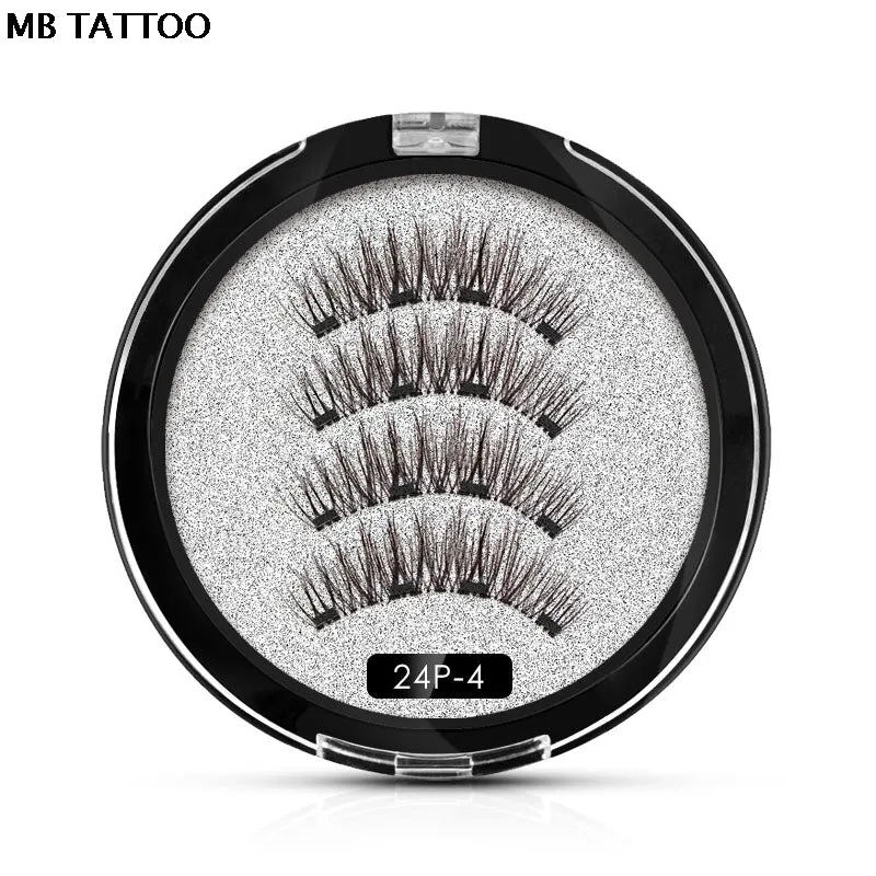 2019 New 2 Pair 4 Magnetic False Eyelashes natural with 3D/6D magnets handmade magnetic lashes natural Mink eyelashe magnet lash