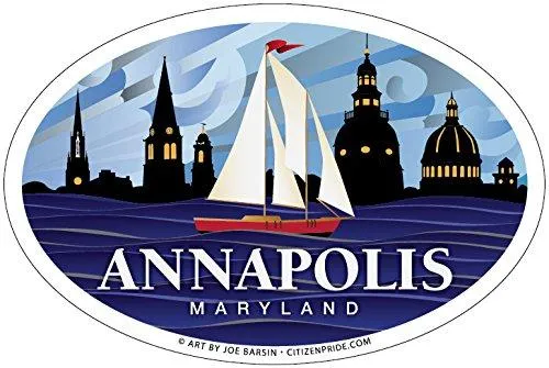 Annapolis Red Sailboat Oval Magnet, 6x4