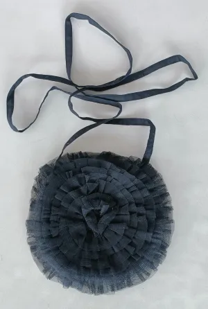 Black Tulle Solid Color Quilted Ruffle Baby Purse