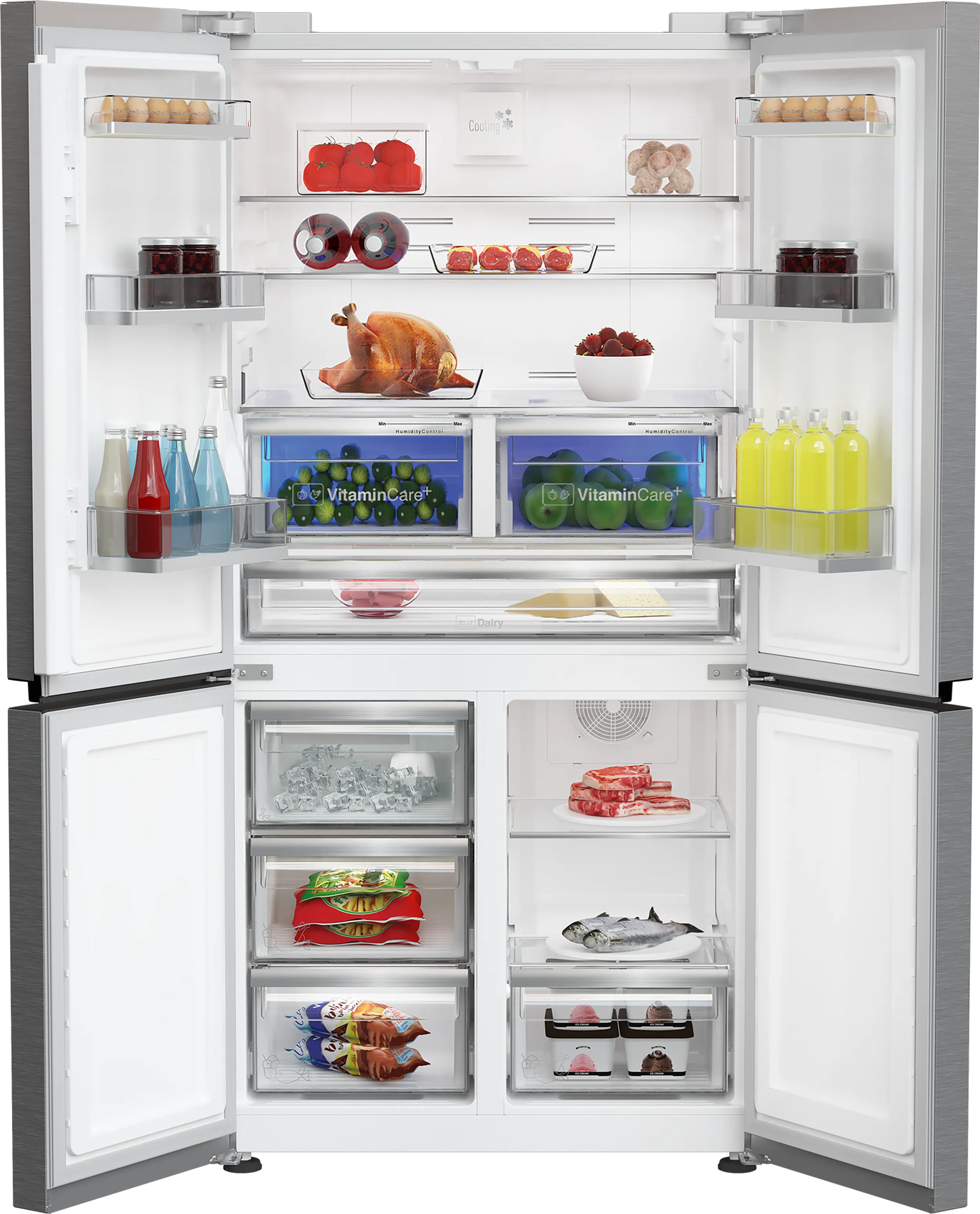 Blomberg 4 Door Fridge Freezer with VitaminCare  Stainless Steel | KQD114VPX