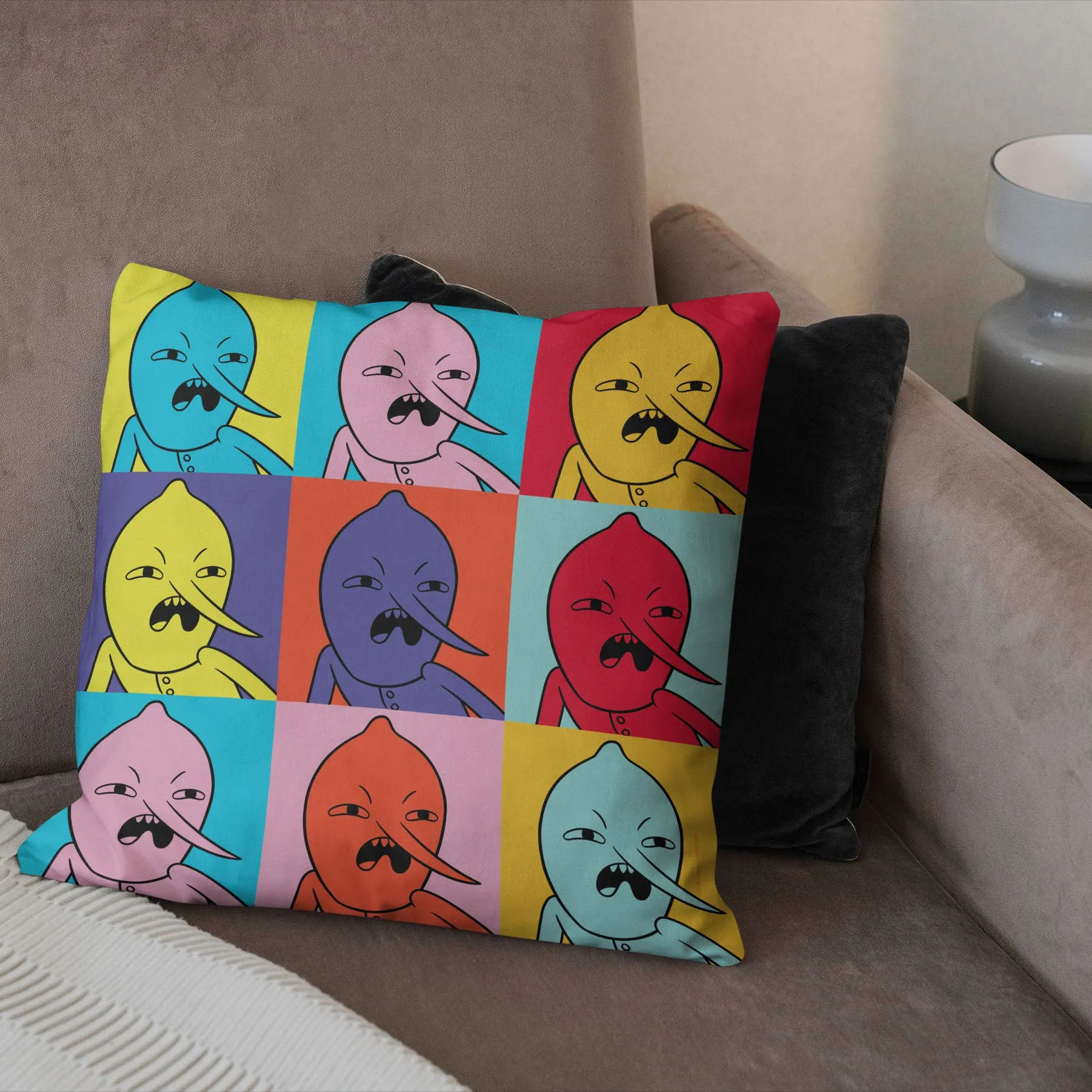 Cartoon Network Adventure Time Digusted Lemon Squares Throw Pillow 18x18 Inches