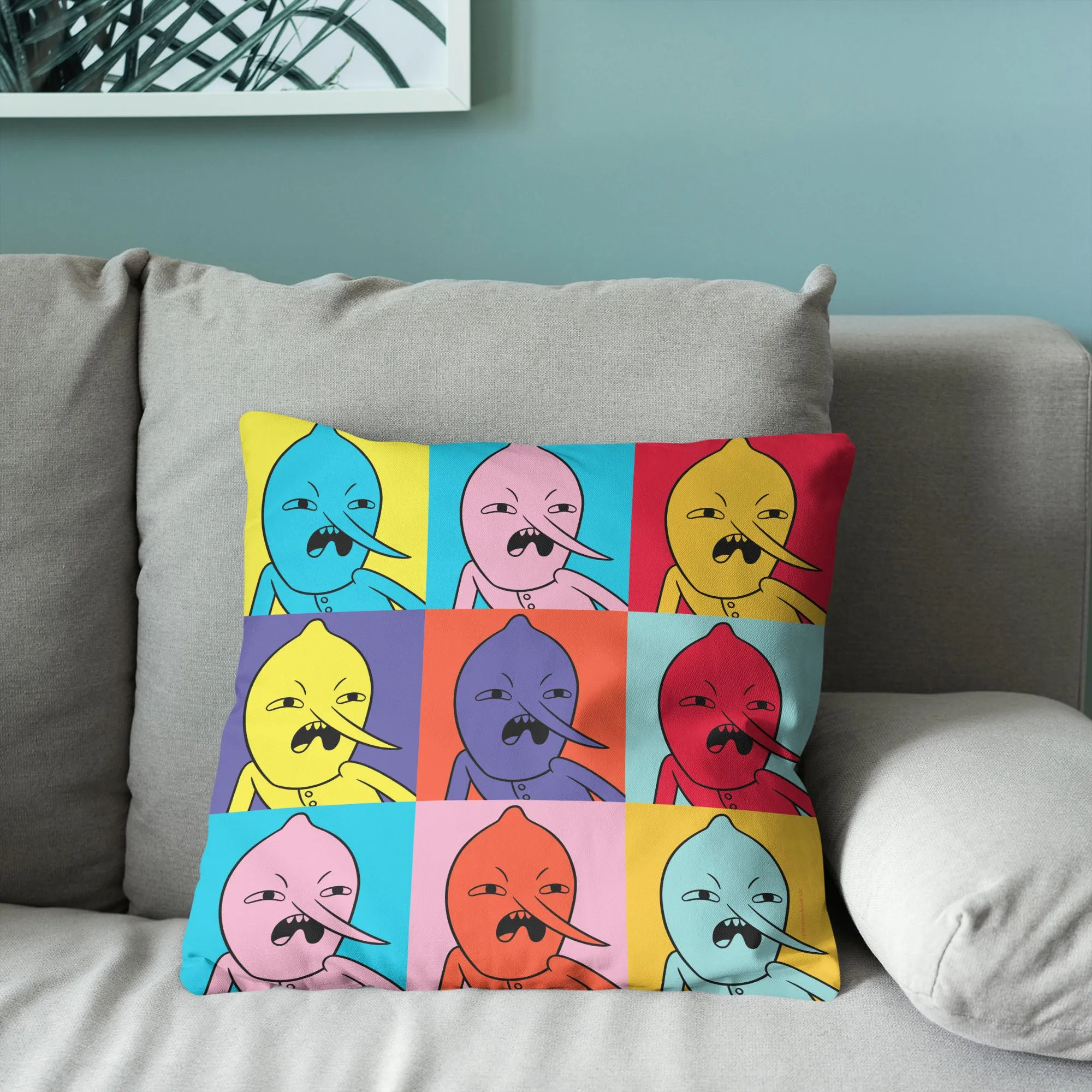 Cartoon Network Adventure Time Digusted Lemon Squares Throw Pillow 18x18 Inches