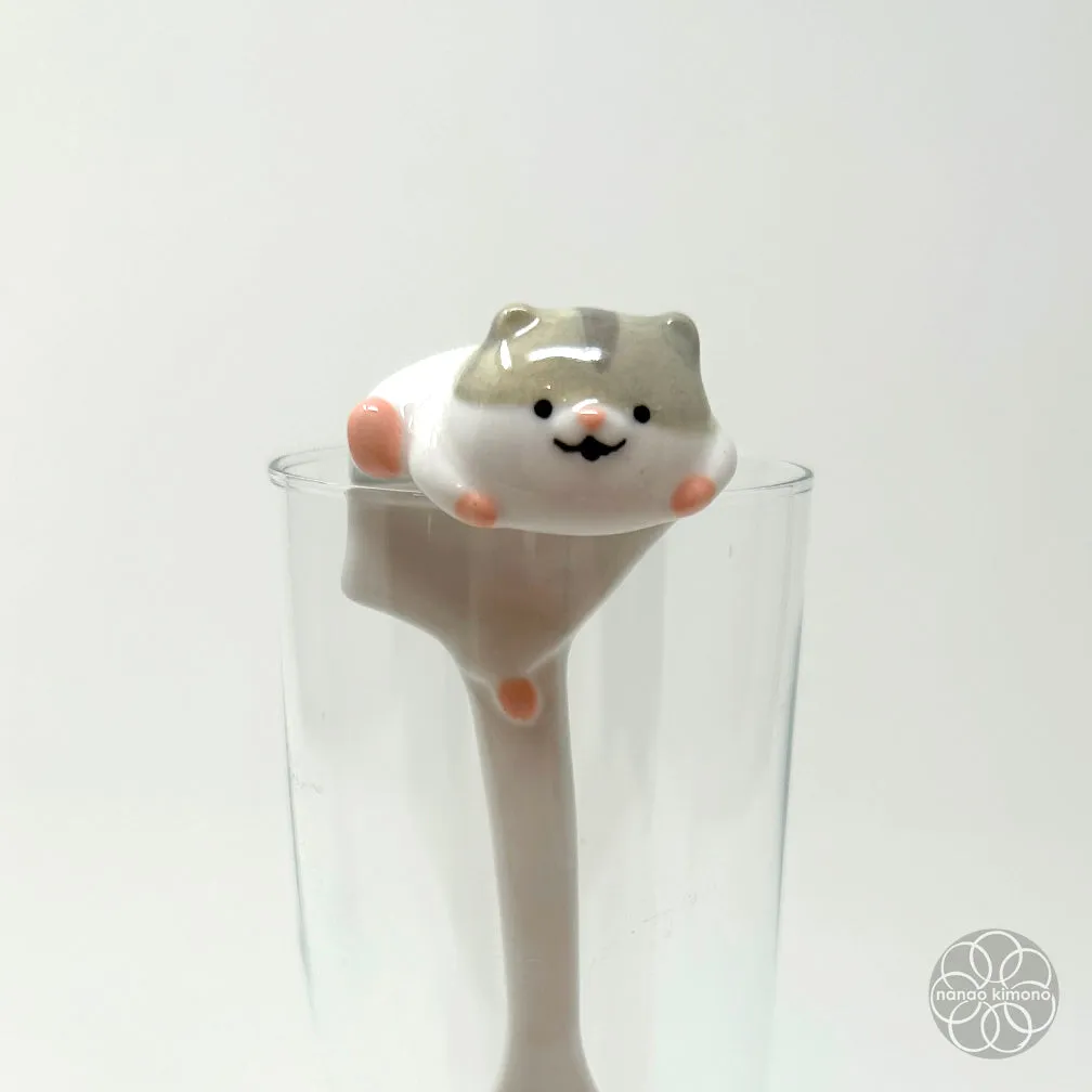 Ceramic Spoon - Escaping Hamster Grey