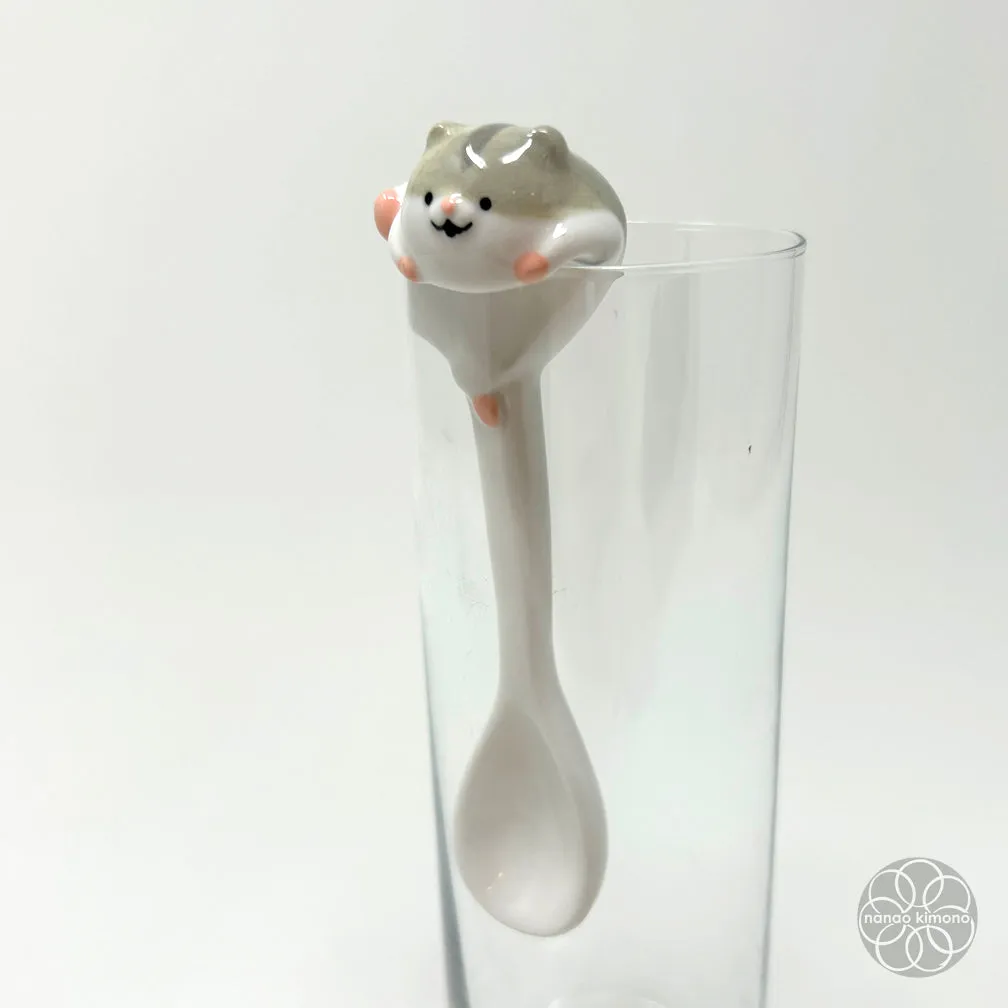 Ceramic Spoon - Escaping Hamster Grey