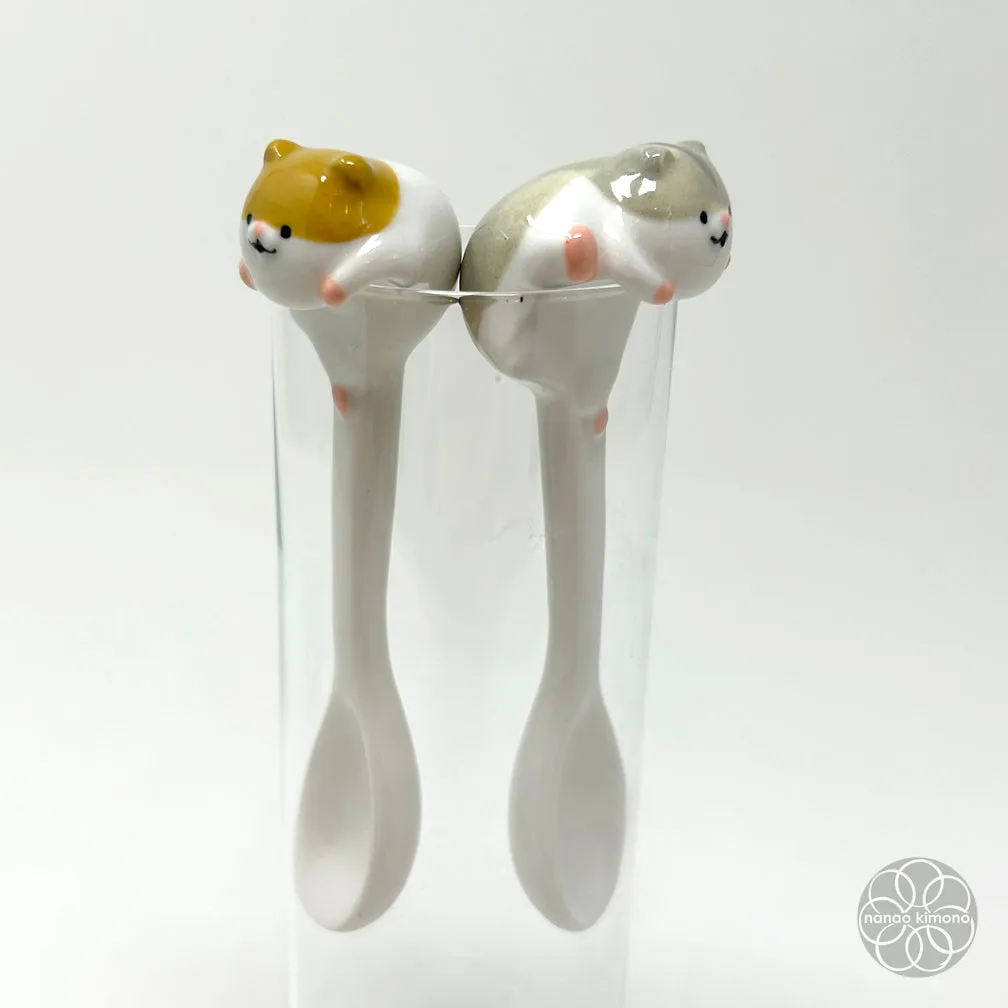 Ceramic Spoon - Escaping Hamster Grey