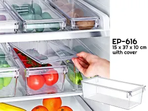 Clear Fridge Organizer with Cover 37 x 15 x 10 cm