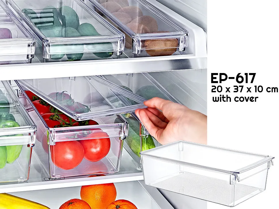 Clear Fridge Organizer with Cover 37 x 20 x 10 cm