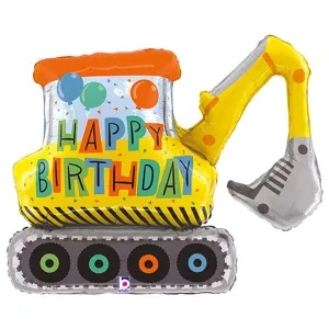 Construction Birthday Party Excavator Foil Balloon