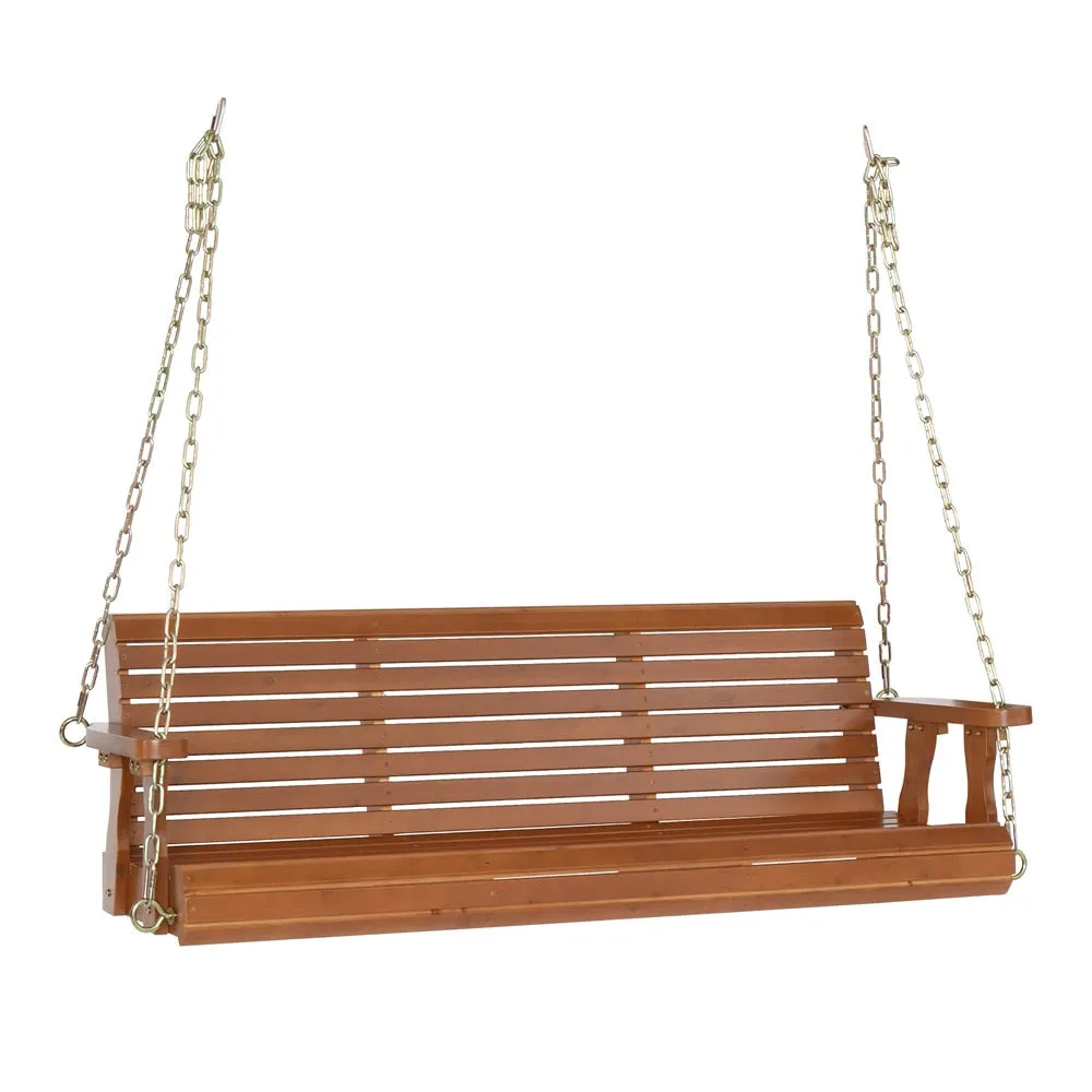 Dark Brown Cedar Double Wooden Swing