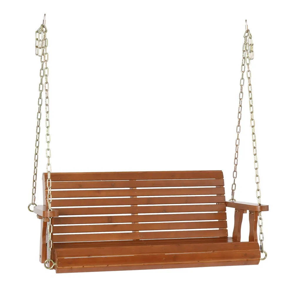 Dark Brown Cedar Double Wooden Swing