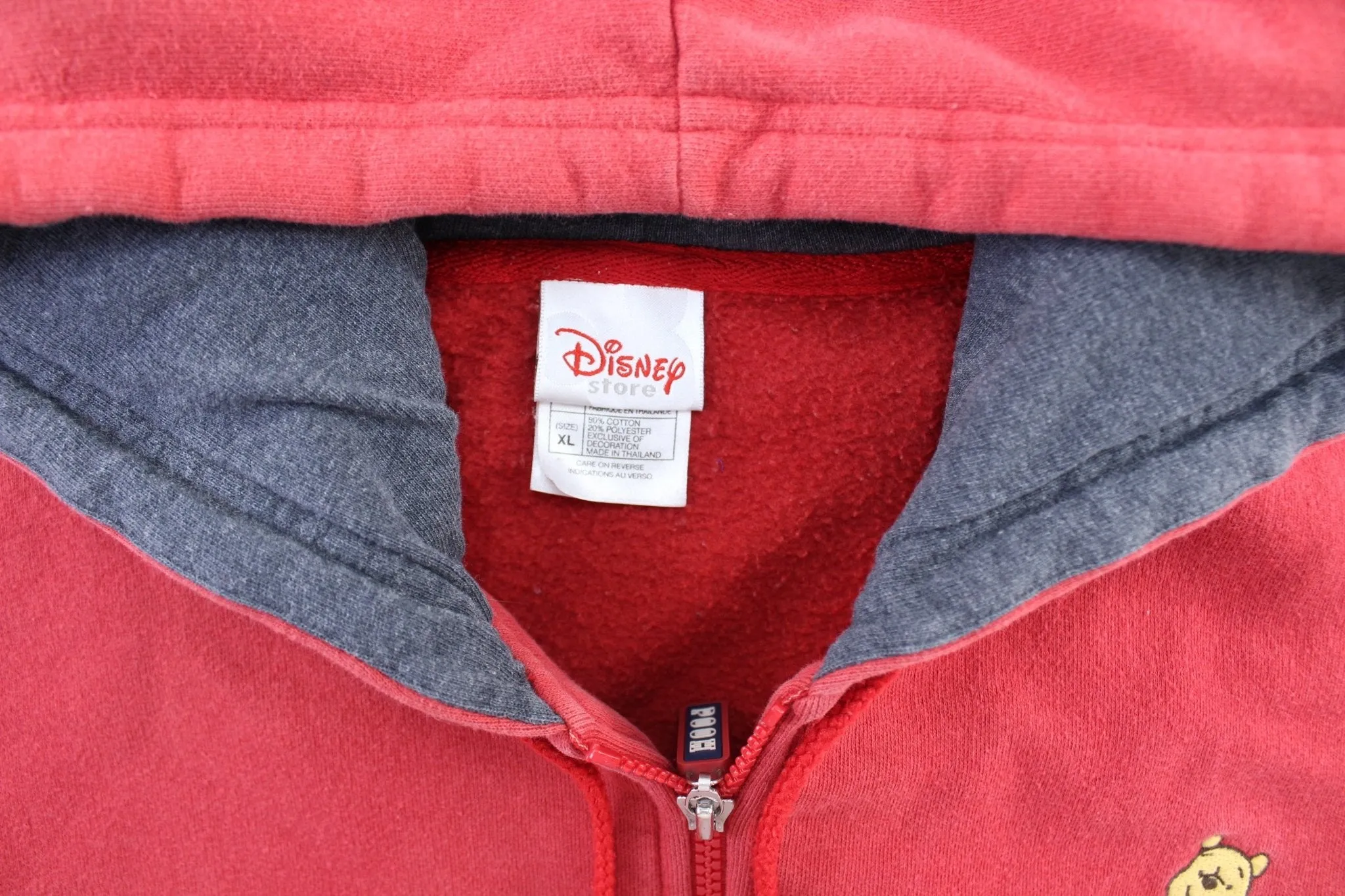 Disney Store Embroidered Winnie the Pooh Zip Up Hoodie