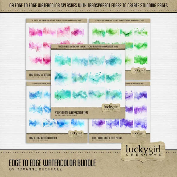 Edge to Edge Watercolor Purple Digital Scrapbook Kit