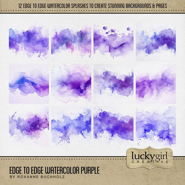 Edge to Edge Watercolor Purple Digital Scrapbook Kit