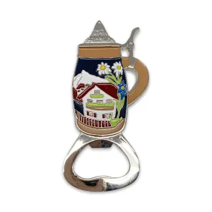 German Stein Metal Bottle Opener Fridge Magnet