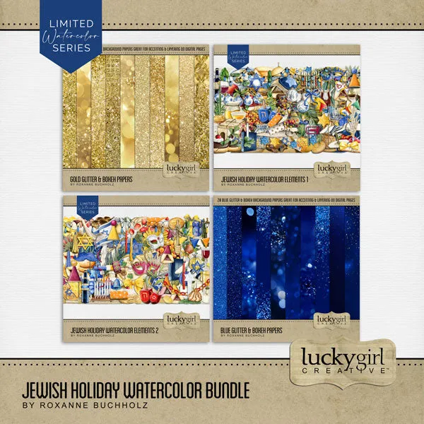 Gold Glitter & Bokeh Papers Digital Scrapbook Kit