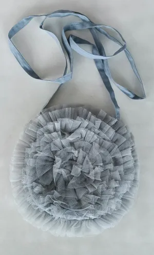 Grey Tulle Solid Color Quilted Ruffle Baby Purse