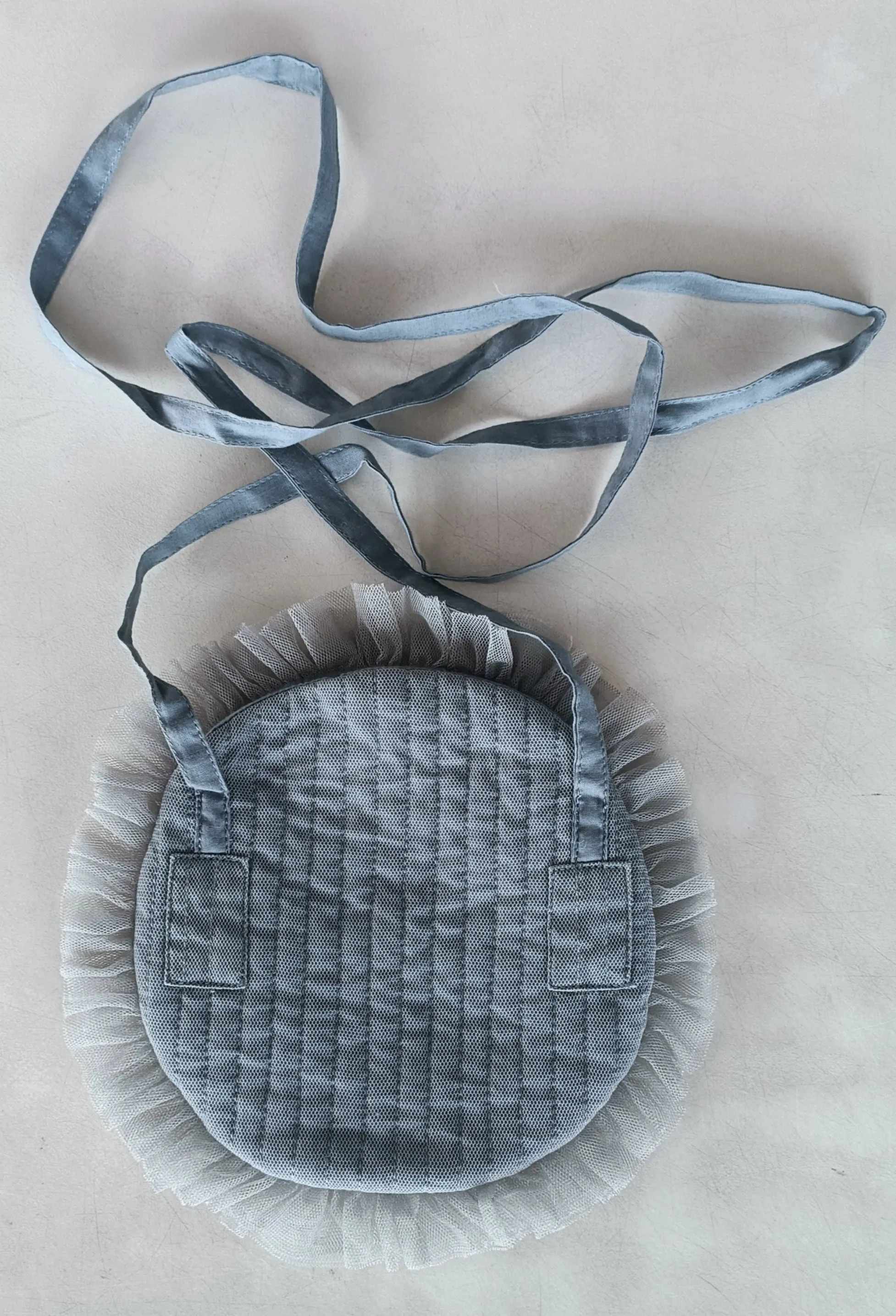 Grey Tulle Solid Color Quilted Ruffle Baby Purse