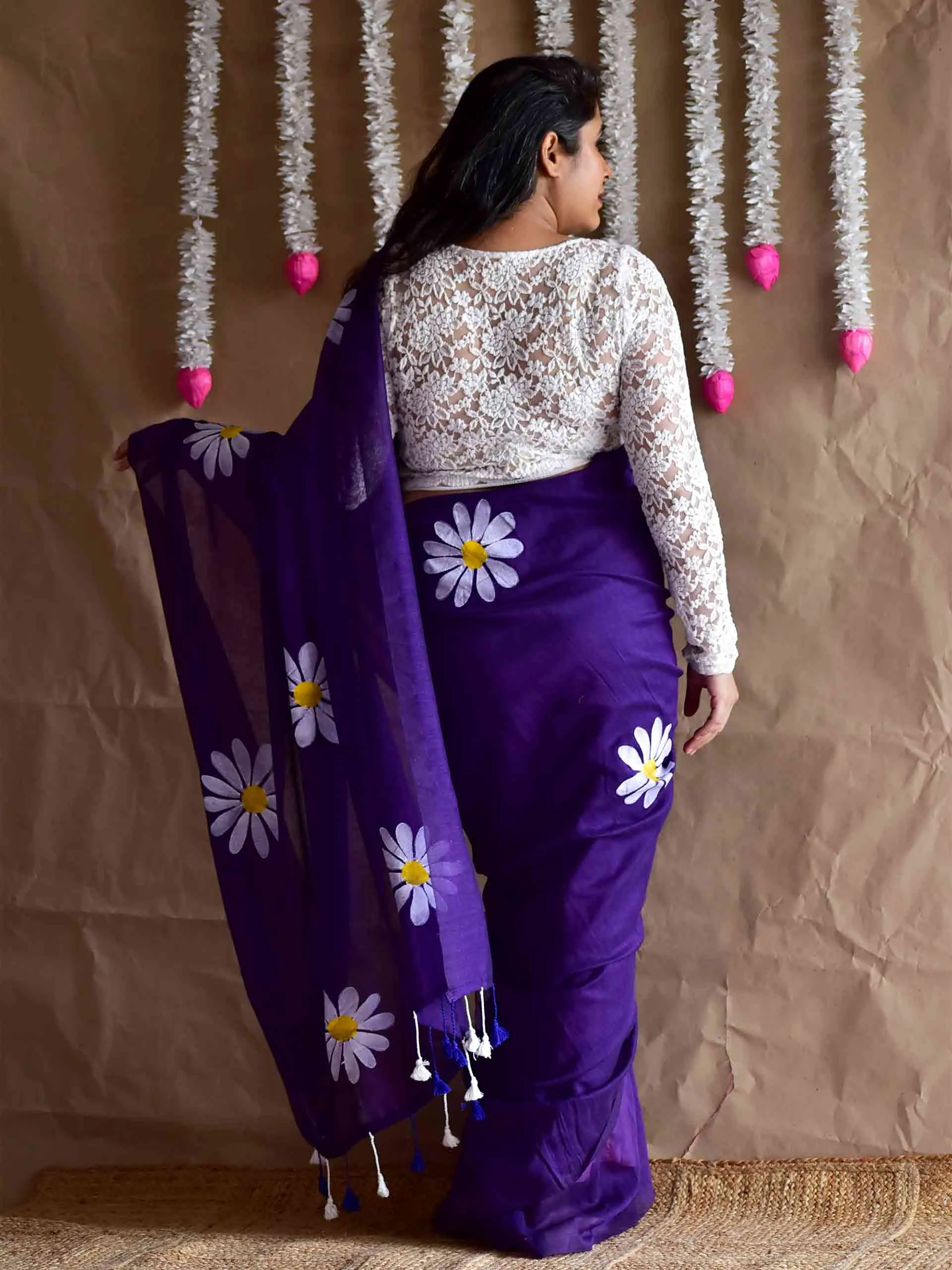 Gumaan - Mul cotton hand painted saree