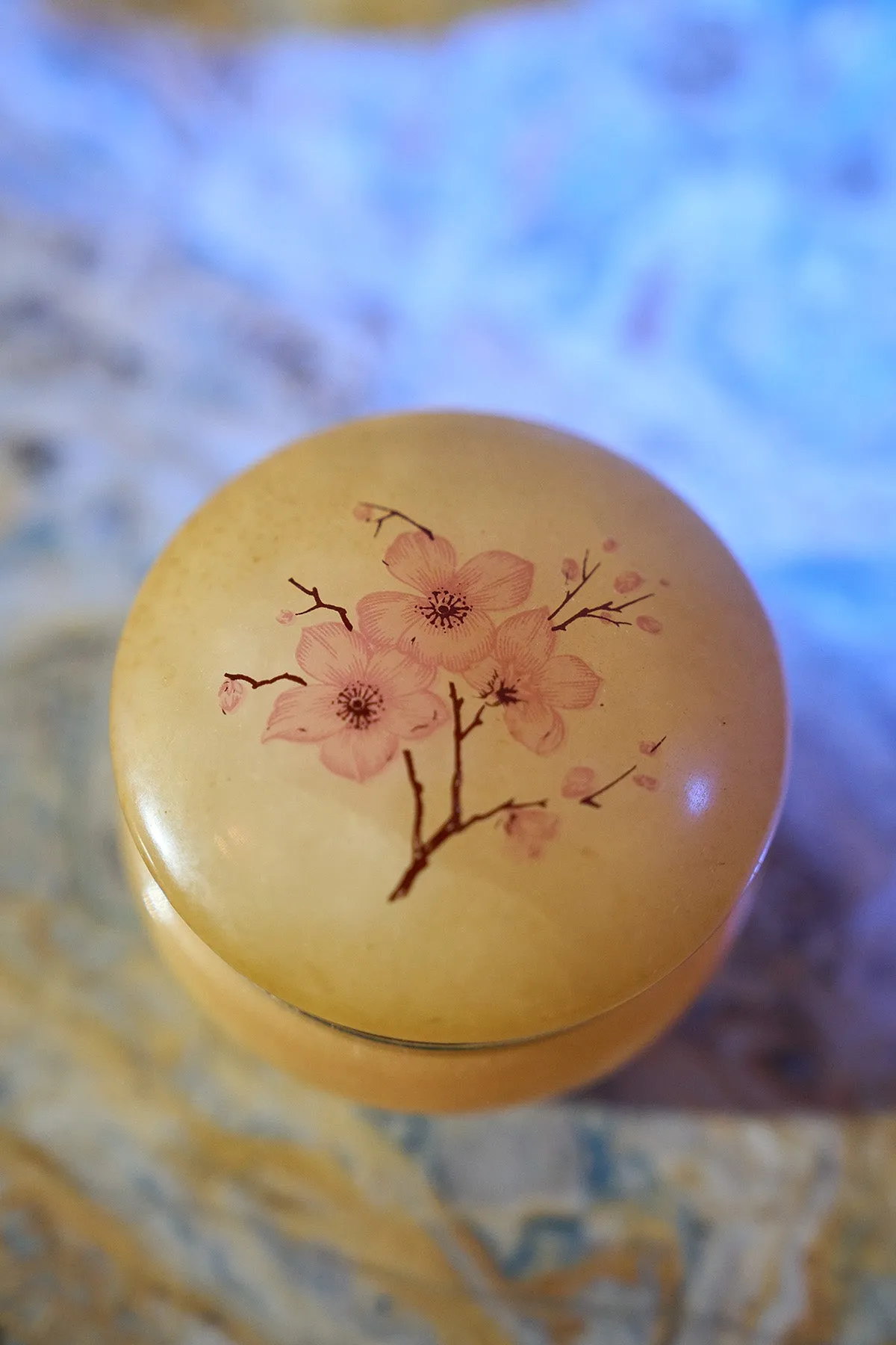 Hand Painted Alabaster Box in Cherry Blossom