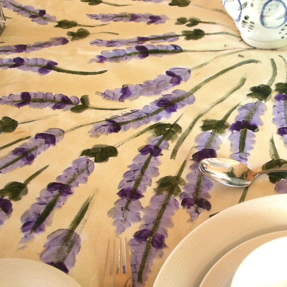 Lavender Flowers Hand Painted Tablecloth