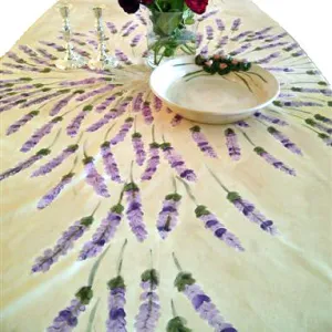 Lavender Flowers Hand Painted Tablecloth