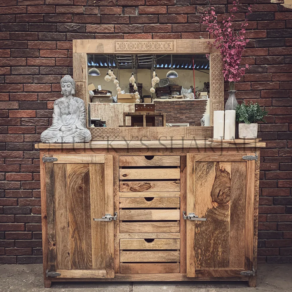 Mango wood fridge style handles sideboard