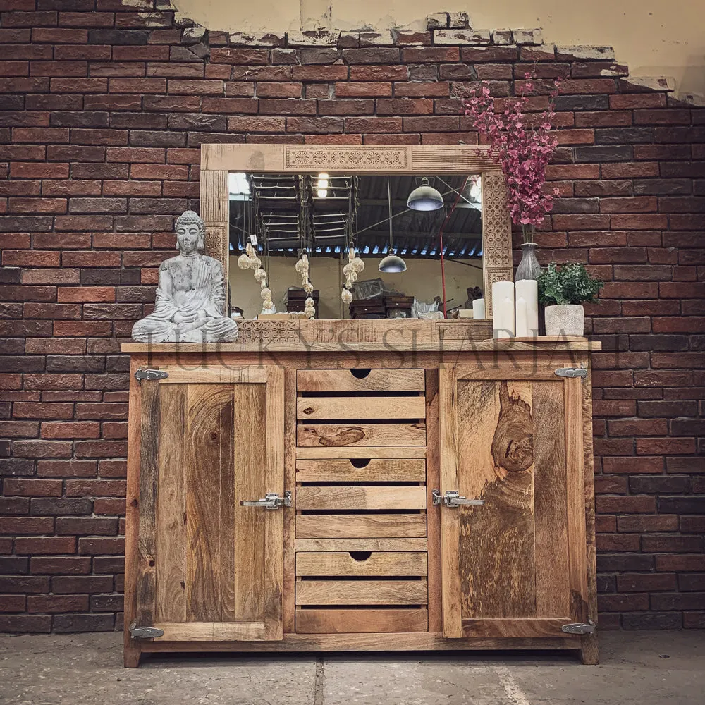 Mango wood fridge style handles sideboard