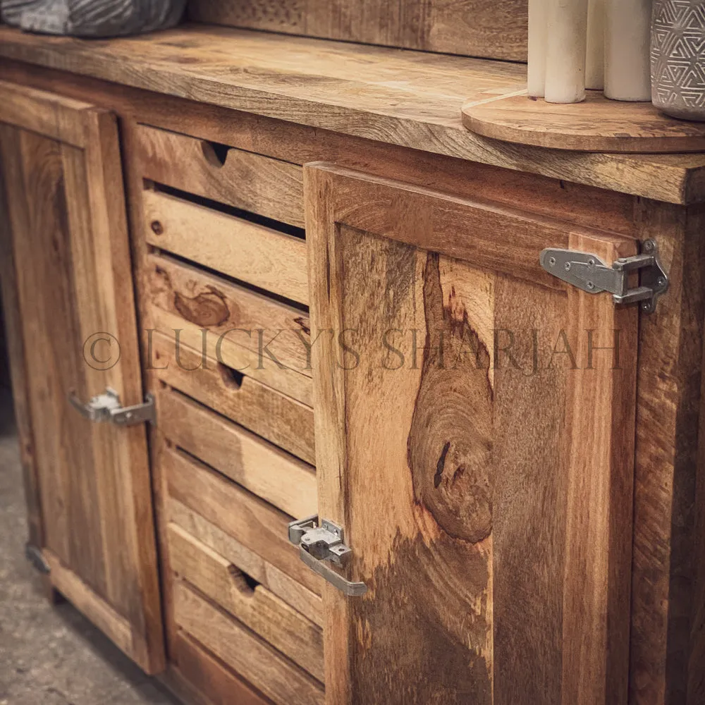 Mango wood fridge style handles sideboard