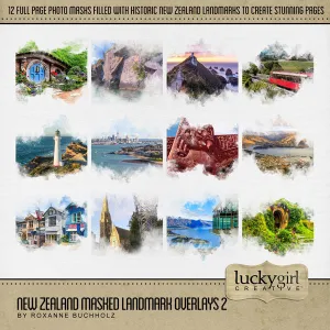 New Zealand Masked Landmark Overlays 2 Digital Scrapbook Kit