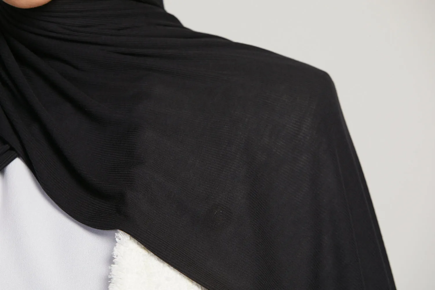 Premium Bamboo Ribbed Jersey Hijab - Black