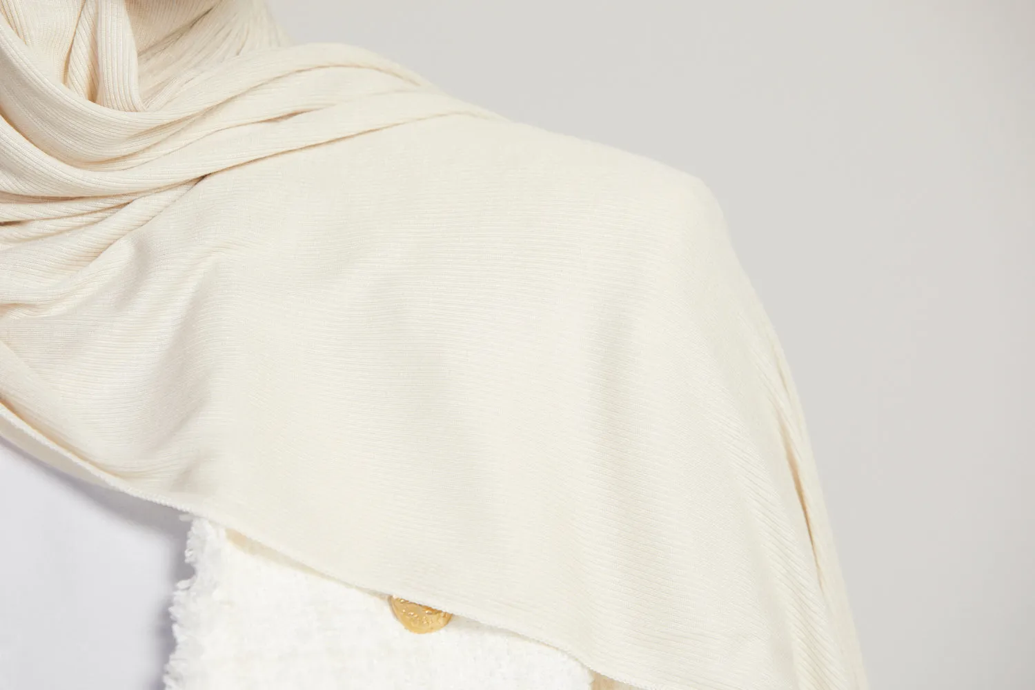 Premium Bamboo Ribbed Jersey Hijab - Off White